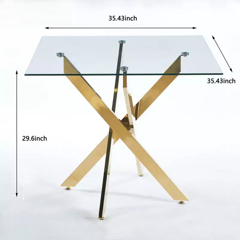 Cross-Legged Tempered Glass Dining Table Modern, Space-Saving