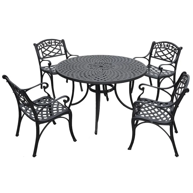 Crosley Sedona 46 Five Piece Cast Aluminum Outdoor Dining Set with Arm Chairs in Black Finish - N/A