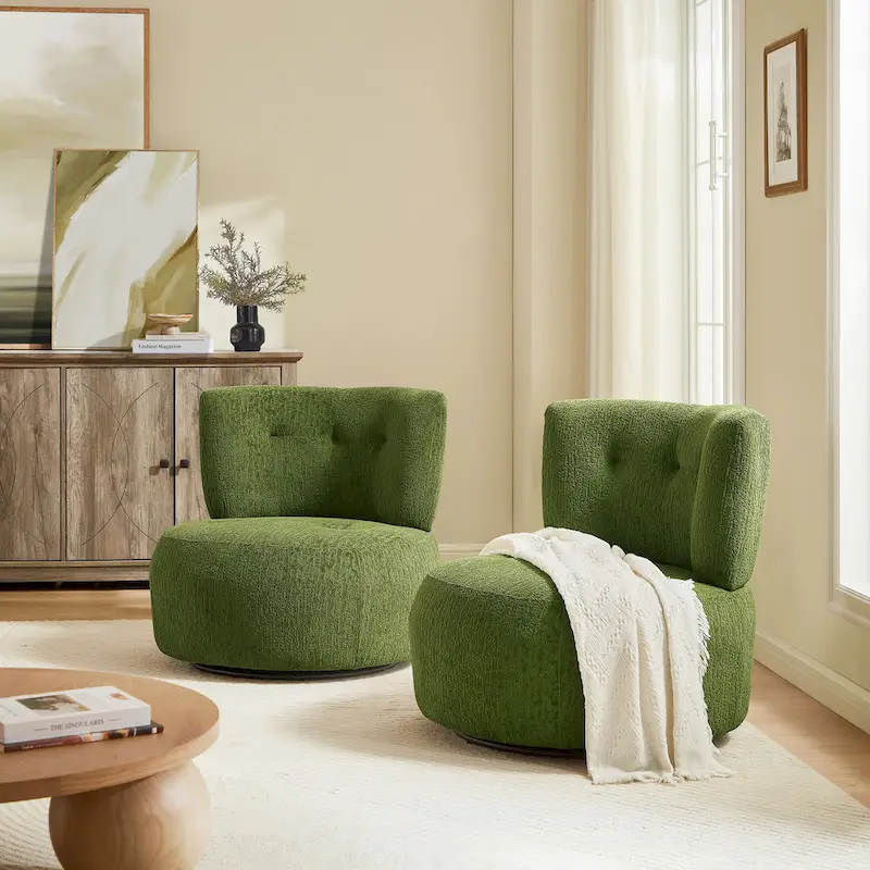 Flannel Upholstered Swivel Accent Chair | 360° Rotation | Modern Living Room