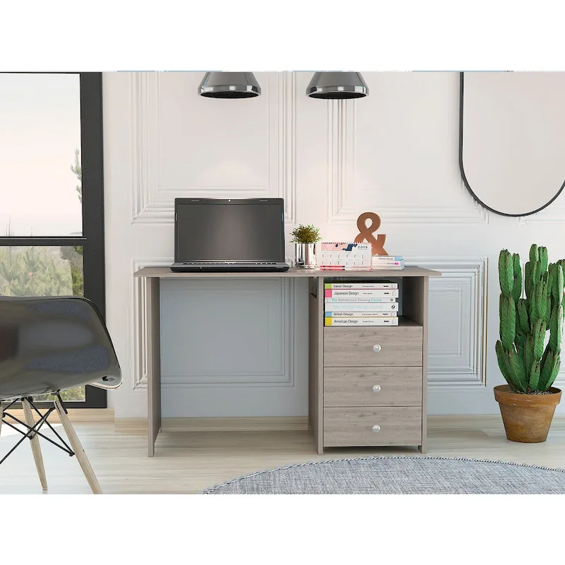 Writing Computer Desk,Three Drawers,One Shelf,Computer Table for Living Room Bedroom