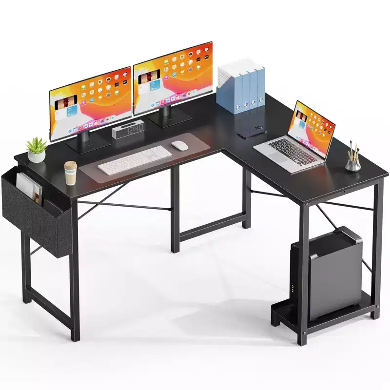 50 Wide Reversible L-Shape Desk with Storage Bag | Black