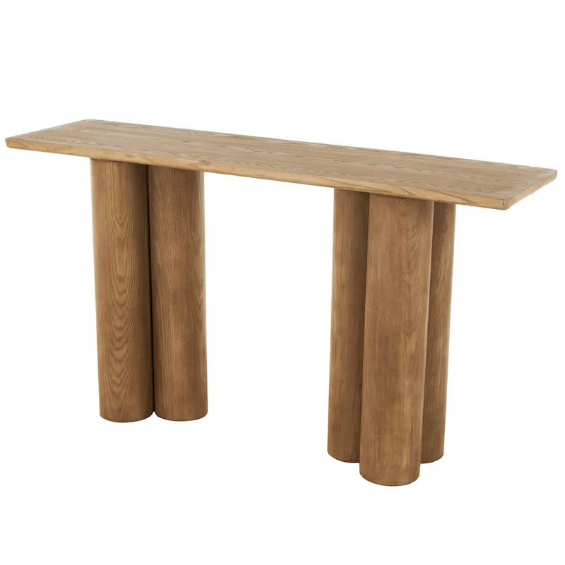 Wood Handmade Console Table with Pillar Legs - Brown - Roche River Decor