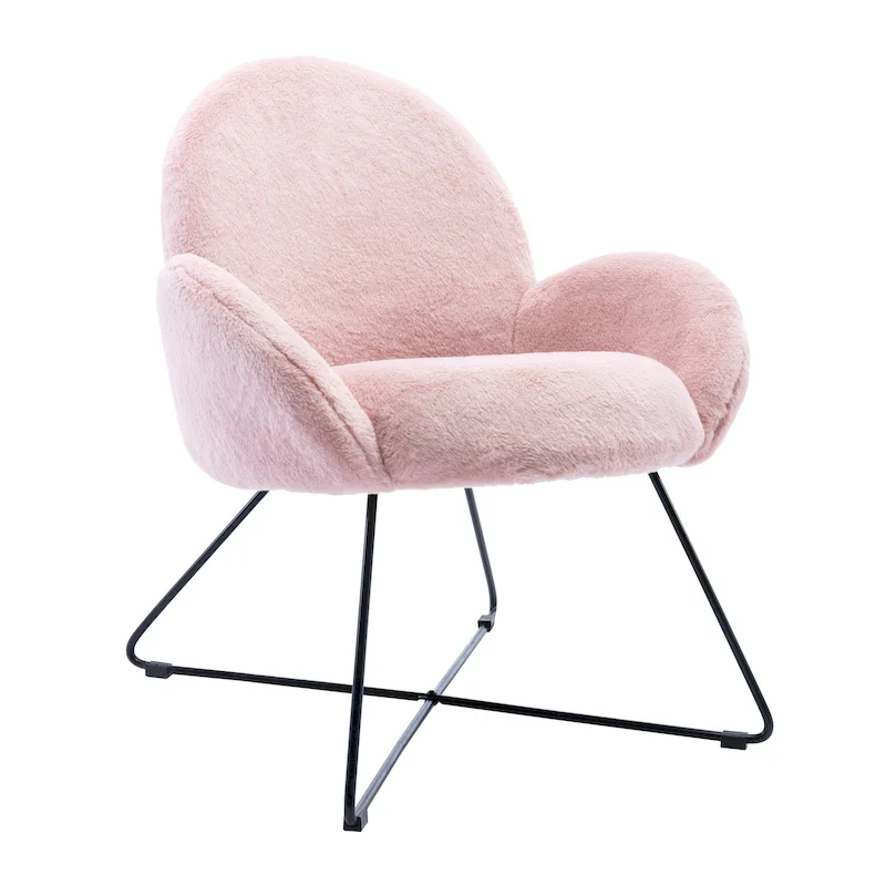 Modern Fleece Upholstered Accent Chair with Arm