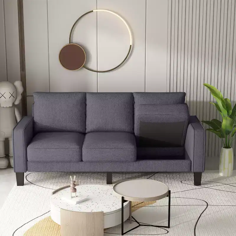 GDFStudio Hodgson Modern 3-Seat Wood and Fabric Upholstered Sofa