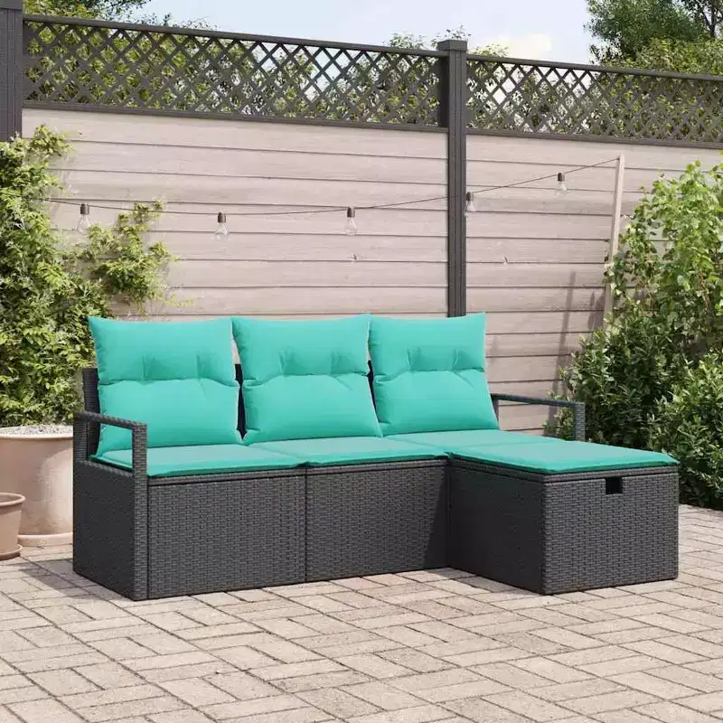 vidaXL Garden Sofa Set 4 pcs Brown and Red 175 x 117 x 85 cm