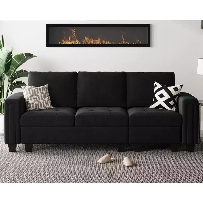 Belffin Modular Velvet Tufted Sofa Couch 3 Seater for Living Room