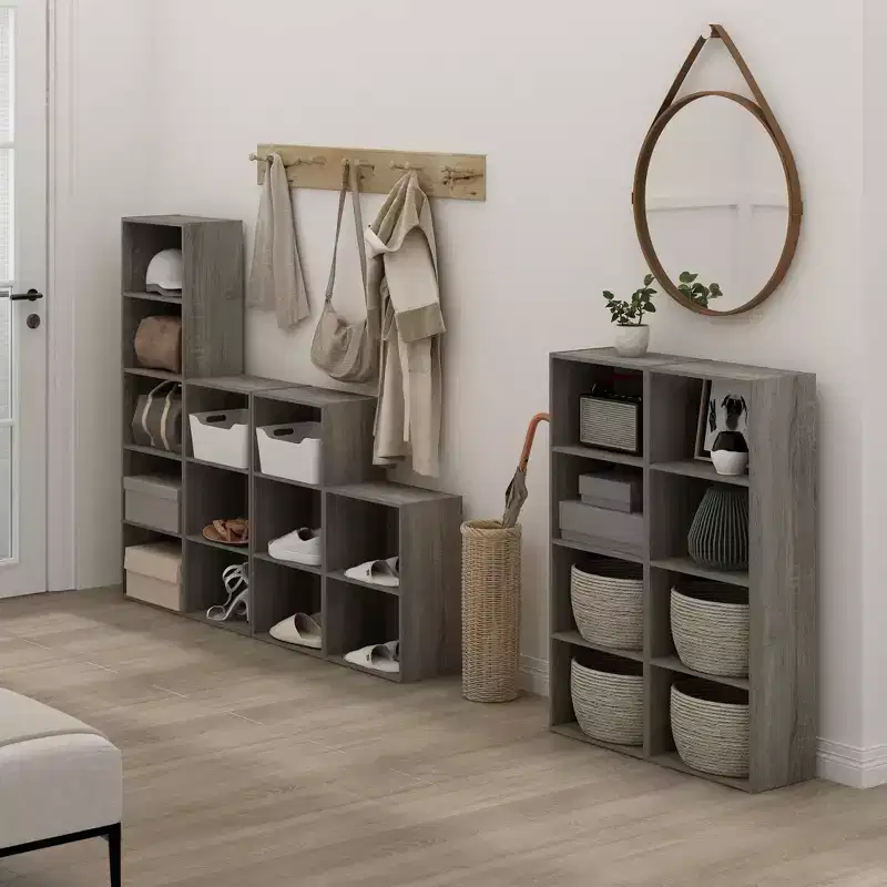 4-Tier Open Bookcase – 4-Cube Display Cabinet, Floor Standing Storage Shelves
