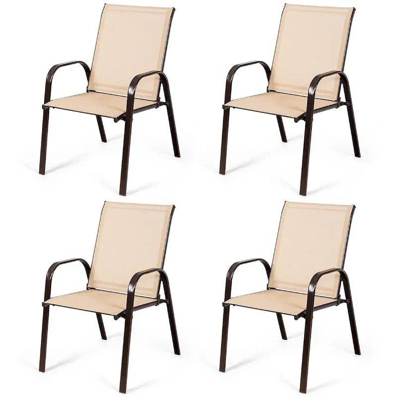 Costway 4PCS Patio Chairs Garden Deck Yard with Armrest - See Details