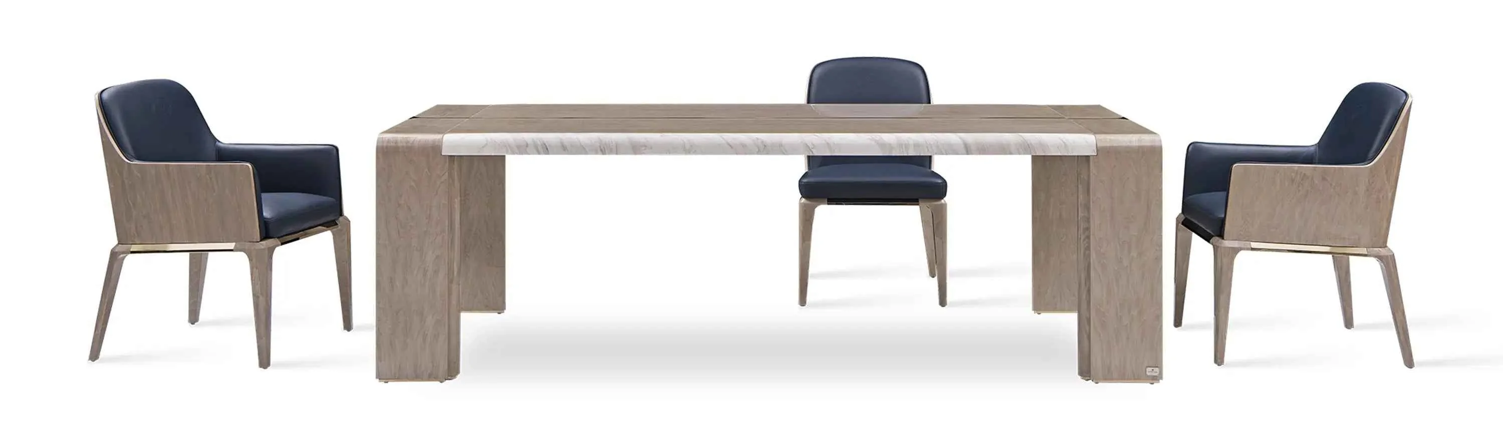 High Gloss Marble Rectangular Dining Table for Modern High-End Interiors