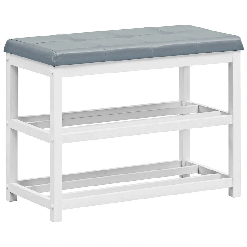 2-Tier Shoe Rack Bench with Padded Seat